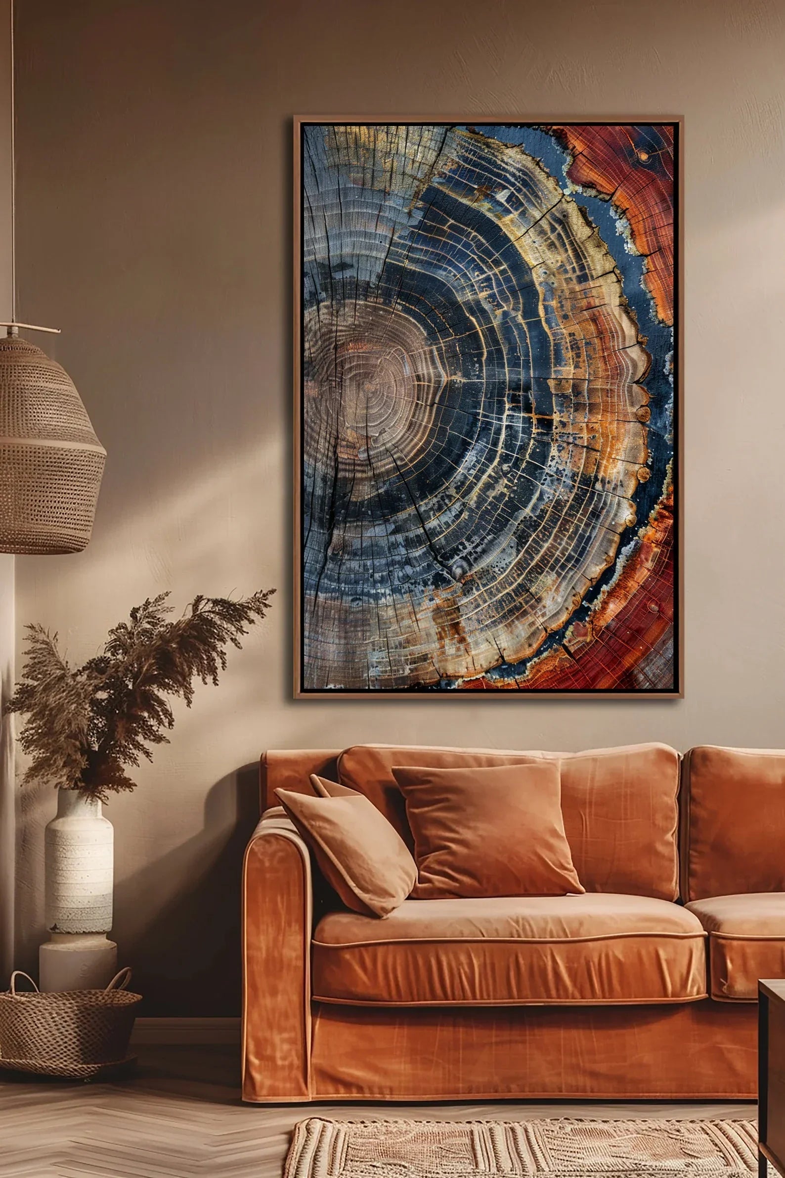 Colorful Tree Ring Canvas Wall Art – Minimalist Abstract Ring Design (Unframed High‑Quality Cotton Canvas)