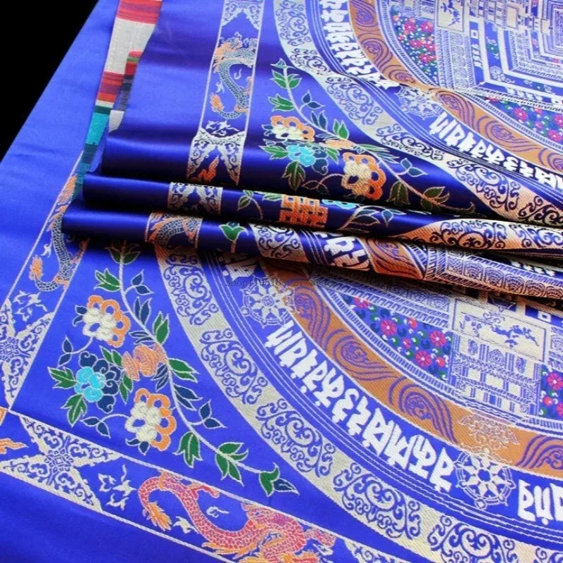72CM Tibetan Ethnic Style Embroidered Brocade Tablecloth Household Indoor Buddhist Hall Offering Ornaments Religious Article