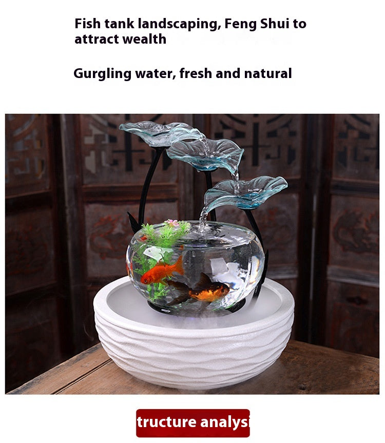 Desktop Water Fish Tank & Bonsai Ornament – Asian Home Decor
