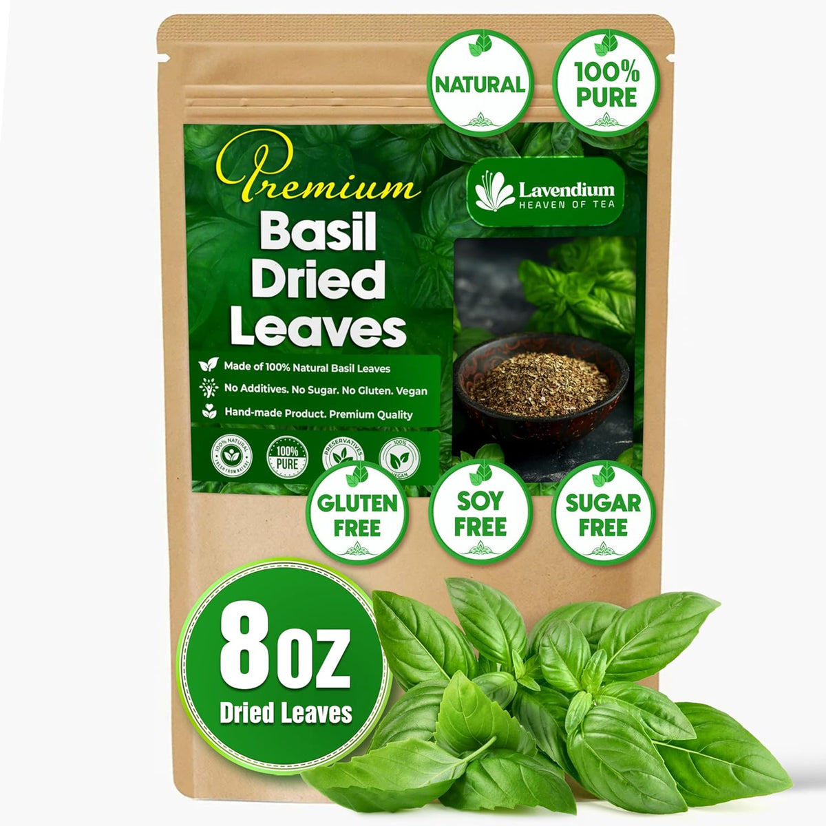 Premium Dried Basil – 100% Pure, Non-GMO, Gluten-Free, Vegan – Aromatic Culinary Herb for Cooking, Garnish, and Seasoning