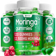 Moringa Gummies with Ginger, Turmeric & Probiotics | Vegan, Sugar-Free Chewables| Plant-Based Pectin Formula with Vitamin C