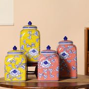 New Chinese‑Style Imperial Yellow Square Storage Jar