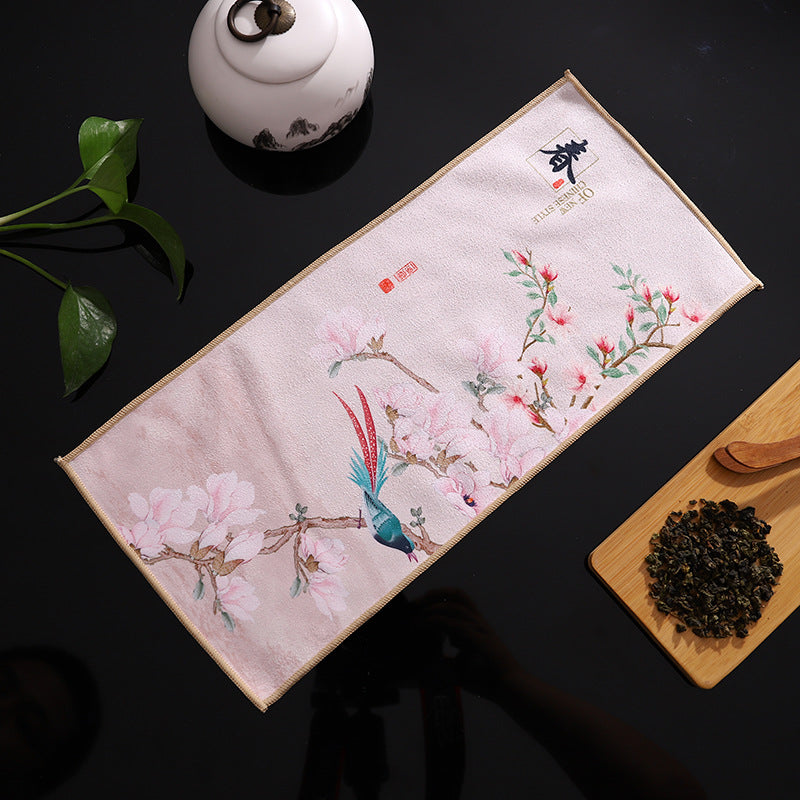 Deerskin Chinese Velvet Painted Zen Absorbent Tea Towel Cloth