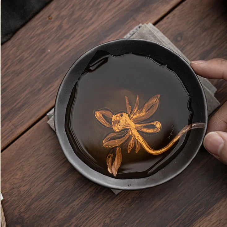 90 ml Japanese Wabi-Sabi Ceramic Tea Cup – Handmade Lotus Master Cup
