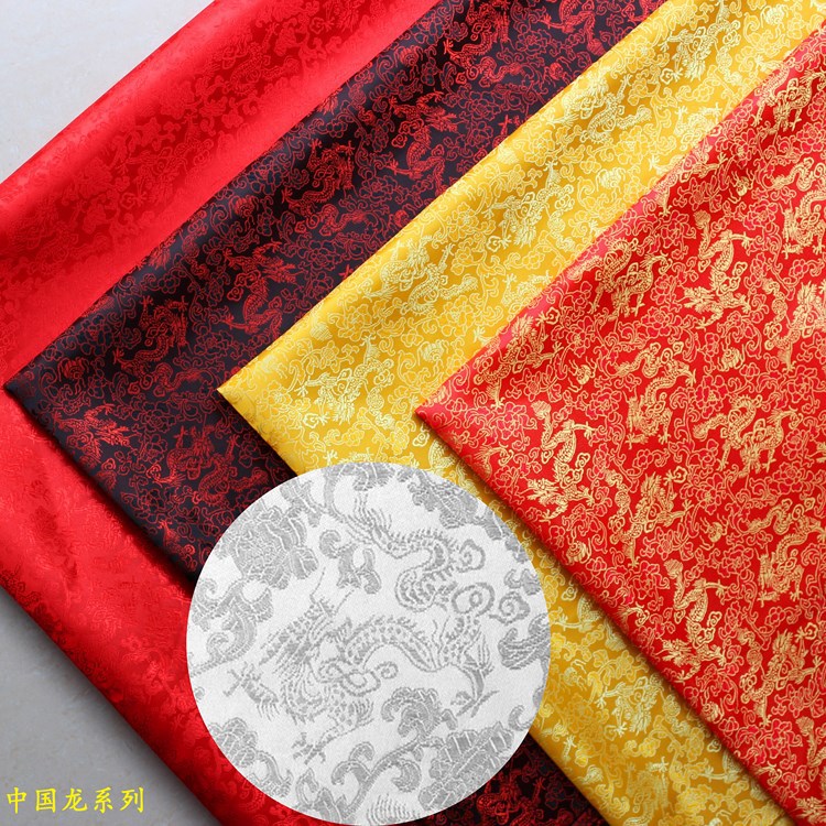 Multicolor Chinese Dragon Pattern Jacquard Fabric