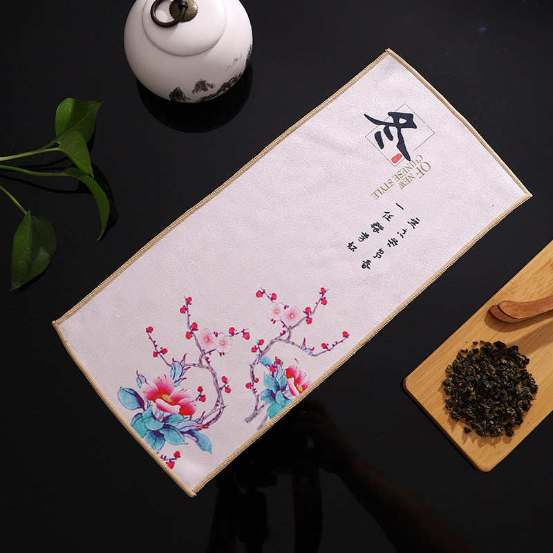 Deerskin Chinese Velvet Painted Zen Absorbent Tea Towel Cloth