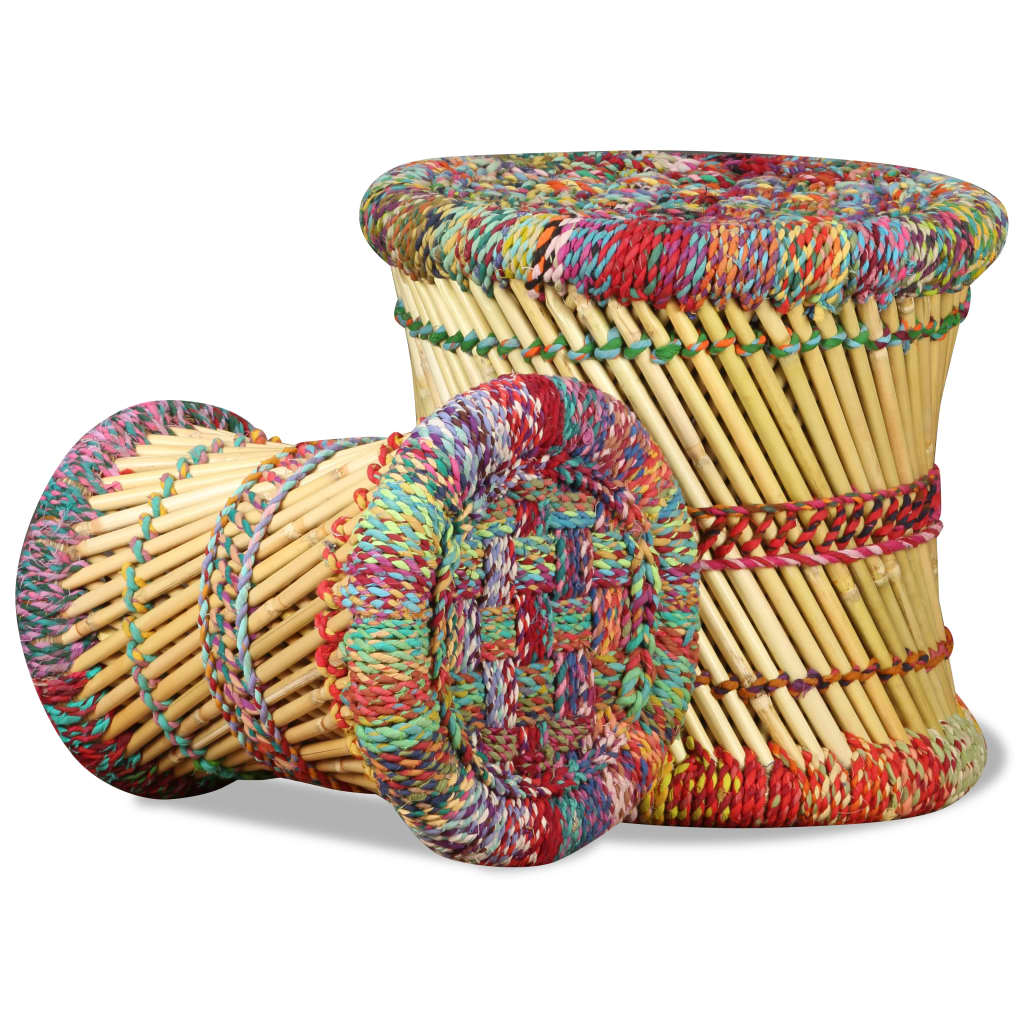 Handwoven Chindi Stool Set (2 Pieces)