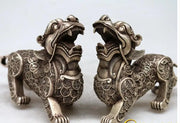 Antique 18th‑Century Silver Statue – Protective Mythical Creature for Good Luck