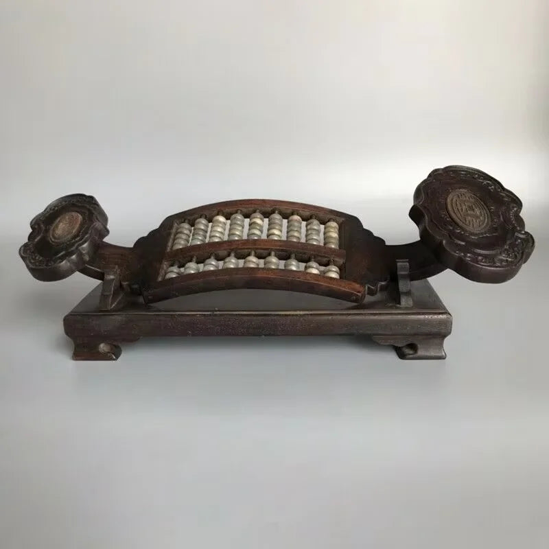 Old Chinese Wood Abacus with Jade Beads
