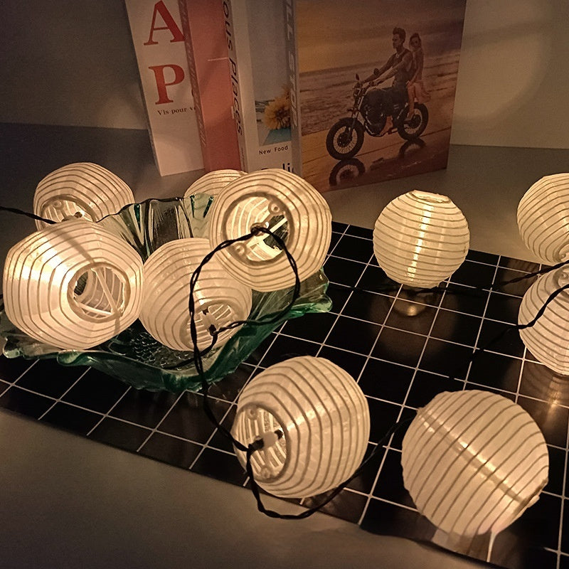 Solar Fabric Lighting Chain Colorful Lantern Decoration on String
