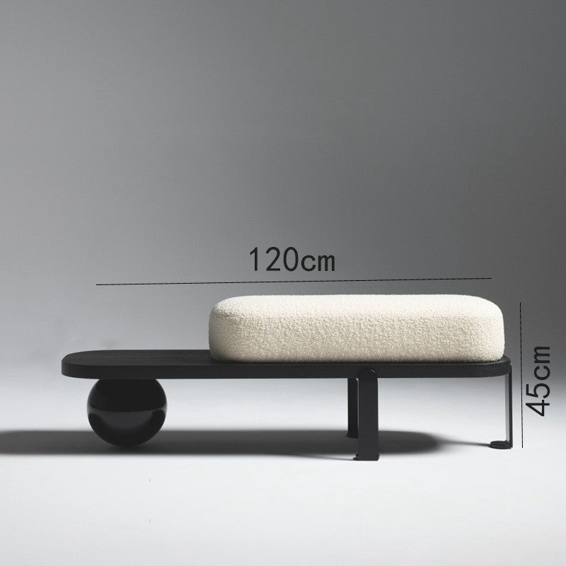 Lamb-Fleece Upholstered Sofa Stool – Elegant Bench for Living Room & Fitting Room