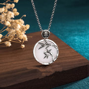 Hetian Jade Bamboo “Ping An” Pendant Necklace