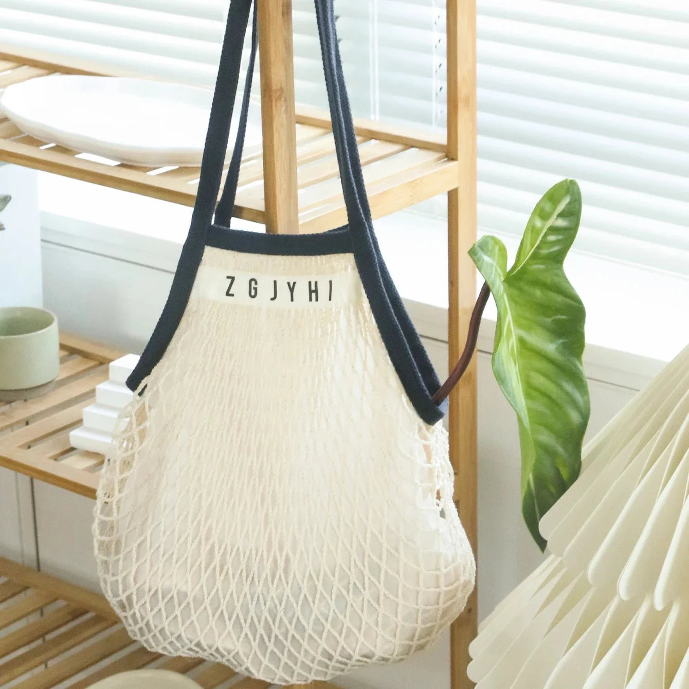 1PCS Personalised Name Mesh organic Cotton Bag