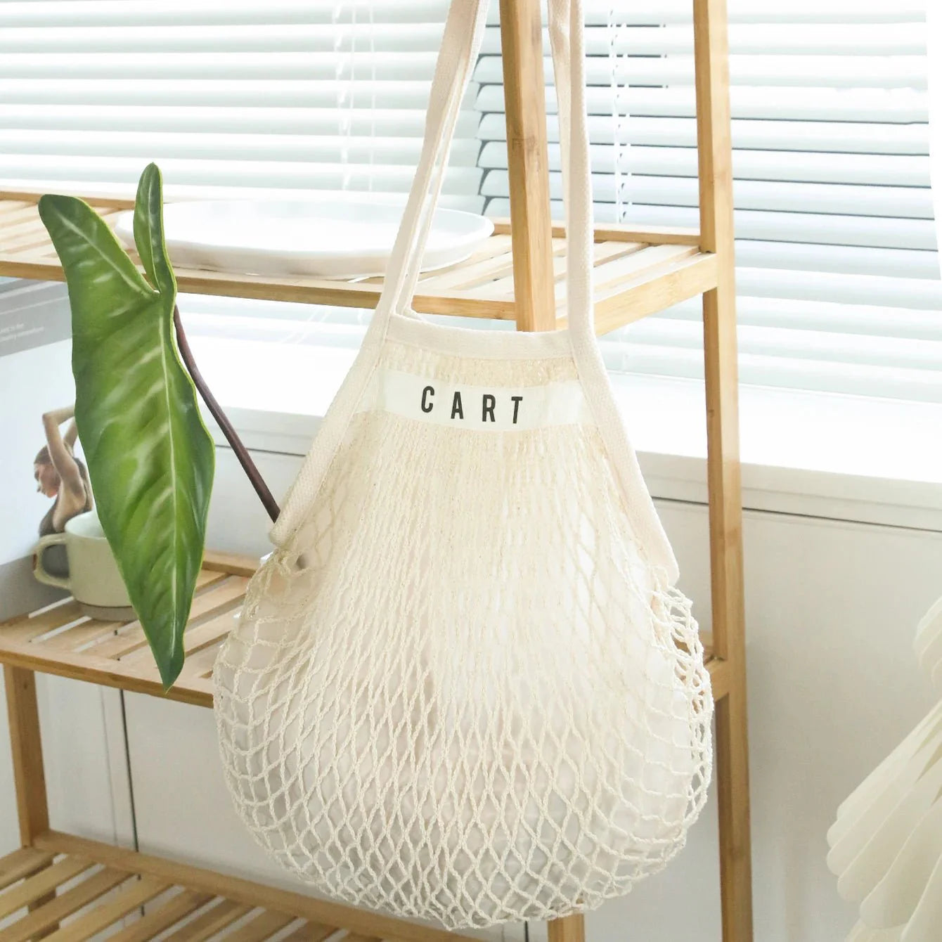 1PCS Personalised Name Mesh organic Cotton Bag
