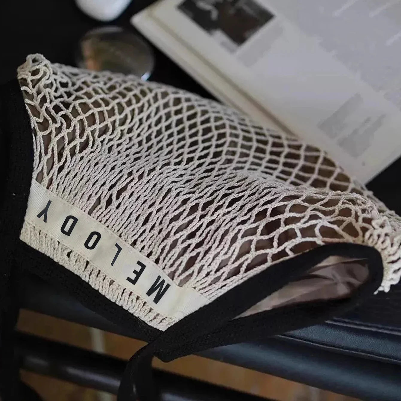 1PCS Personalised Name Mesh organic Cotton Bag