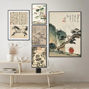 Vintage Chinese Painting Framed Poster – Minimalist Wall Art