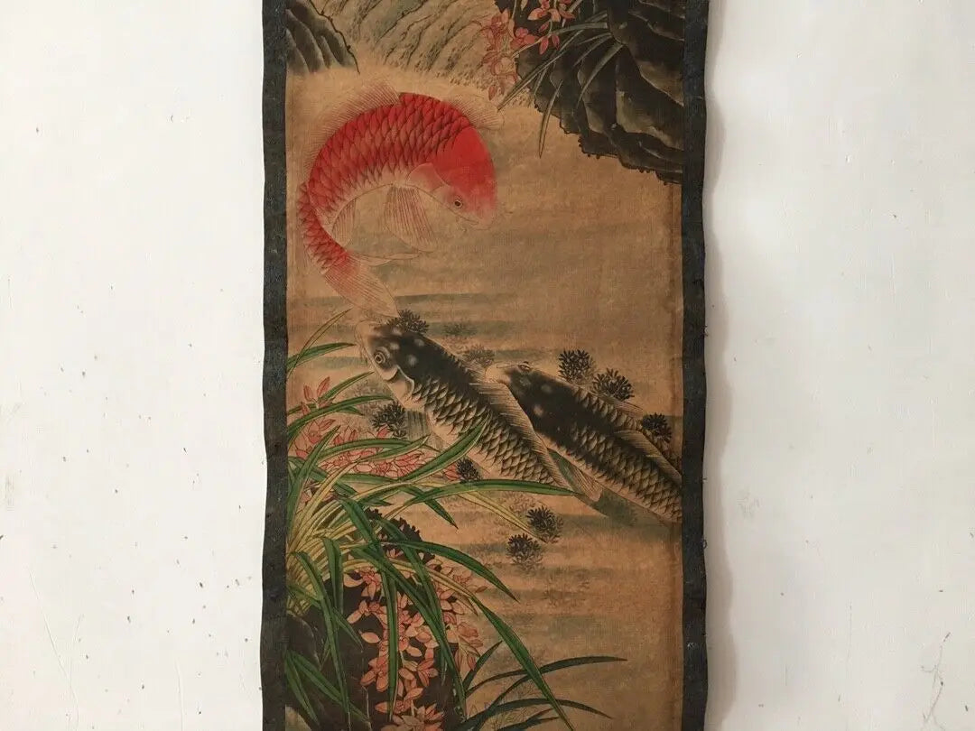 Chinese Goldfish Quadruple Scroll Painting – Four-Panel Wall Hanging