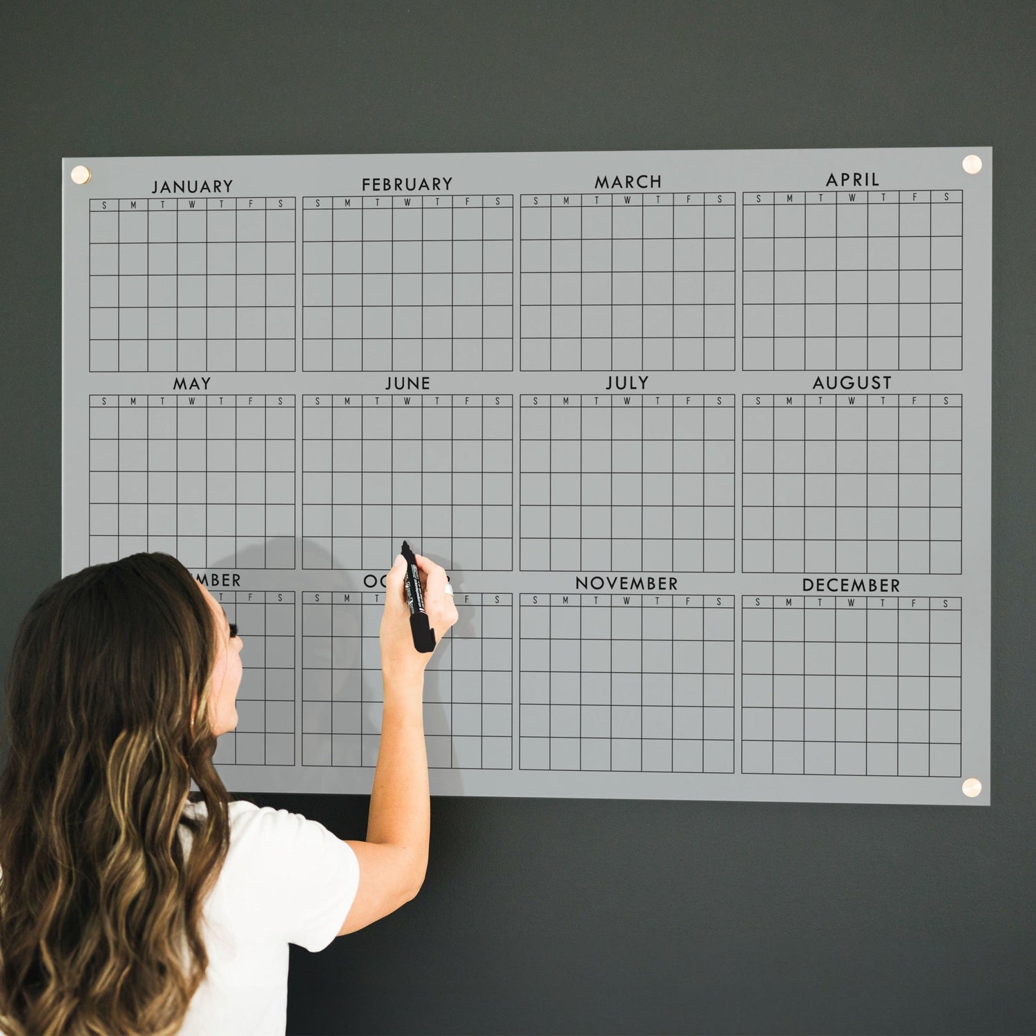Frosted Acrylic Yearly Calendar | Horizontal Multi-style