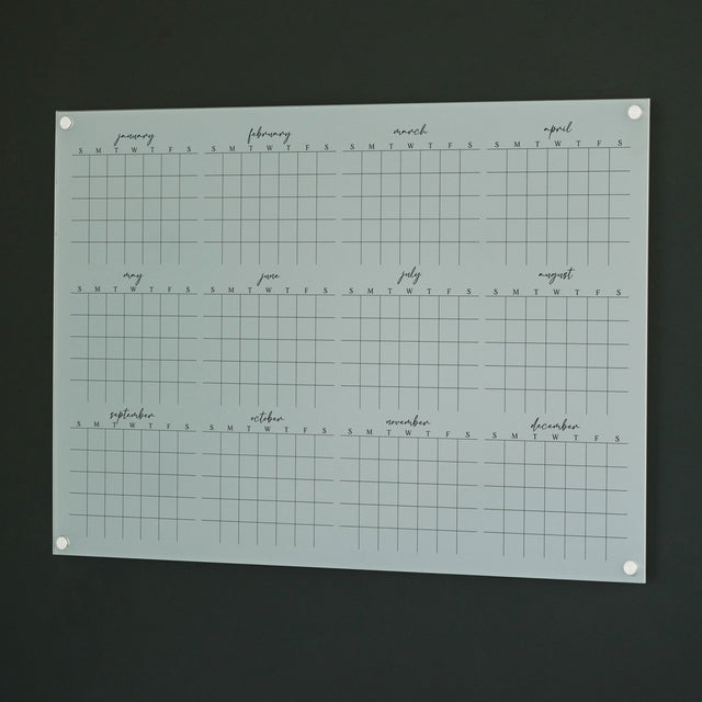 Frosted Acrylic Yearly Calendar | Horizontal Pennington