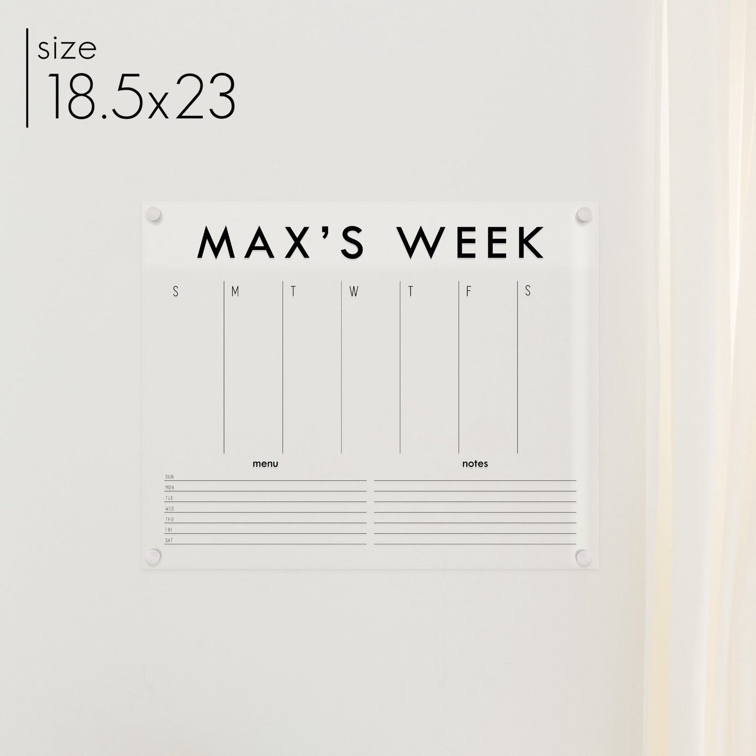 Weekly Acrylic Calendar + 2 Sections | Horizontal Madi