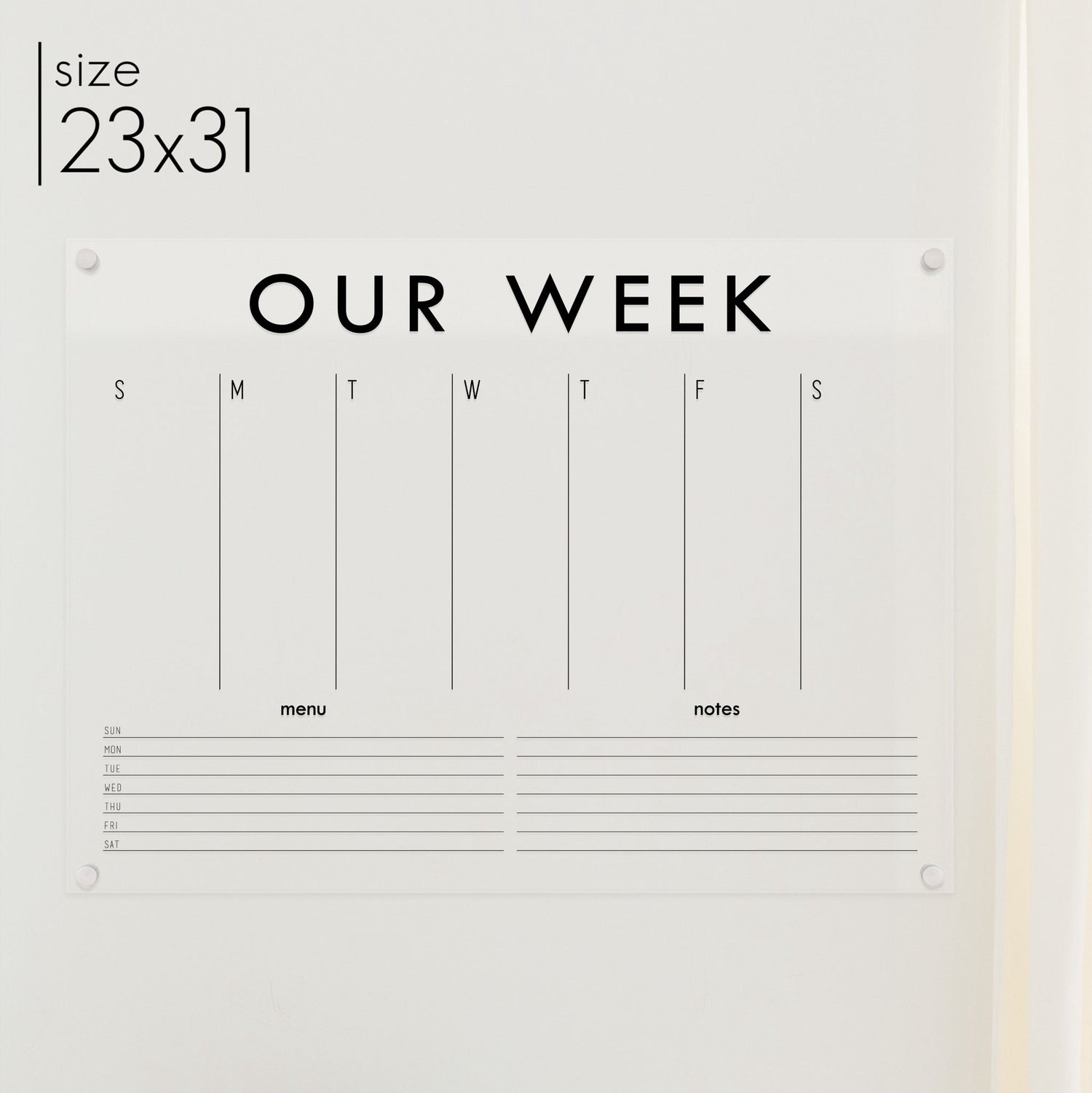 Weekly Acrylic Calendar + 2 Sections | Horizontal Madi