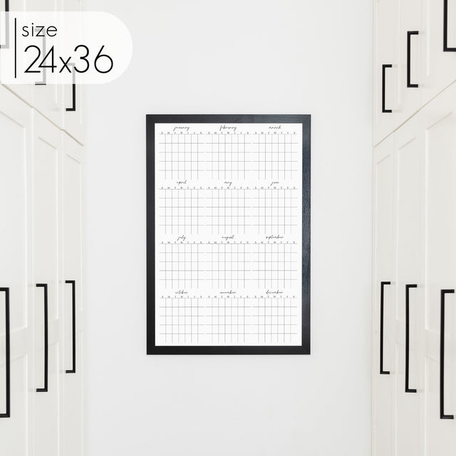 Framed Yearly Whiteboard Calendar | Vertical Pennington