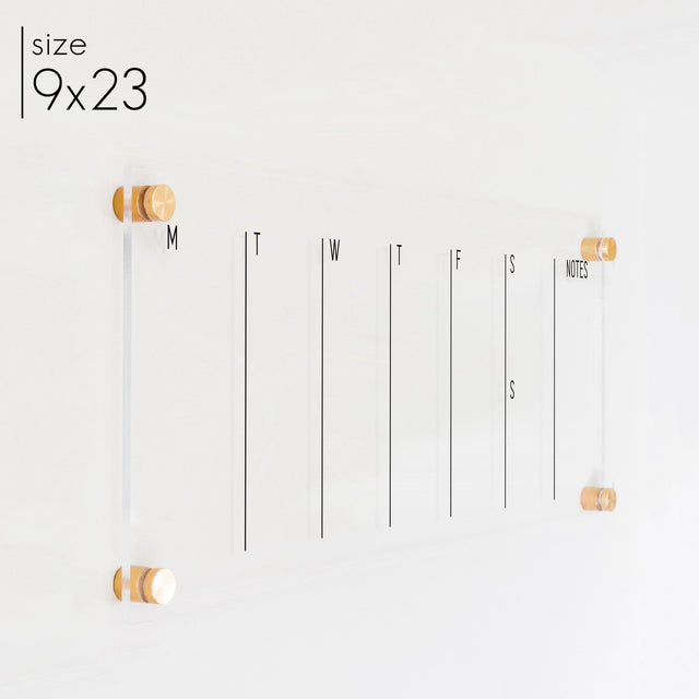 Slim Weekly Acrylic Calendar + 1 Section | Horizontal Multi-style