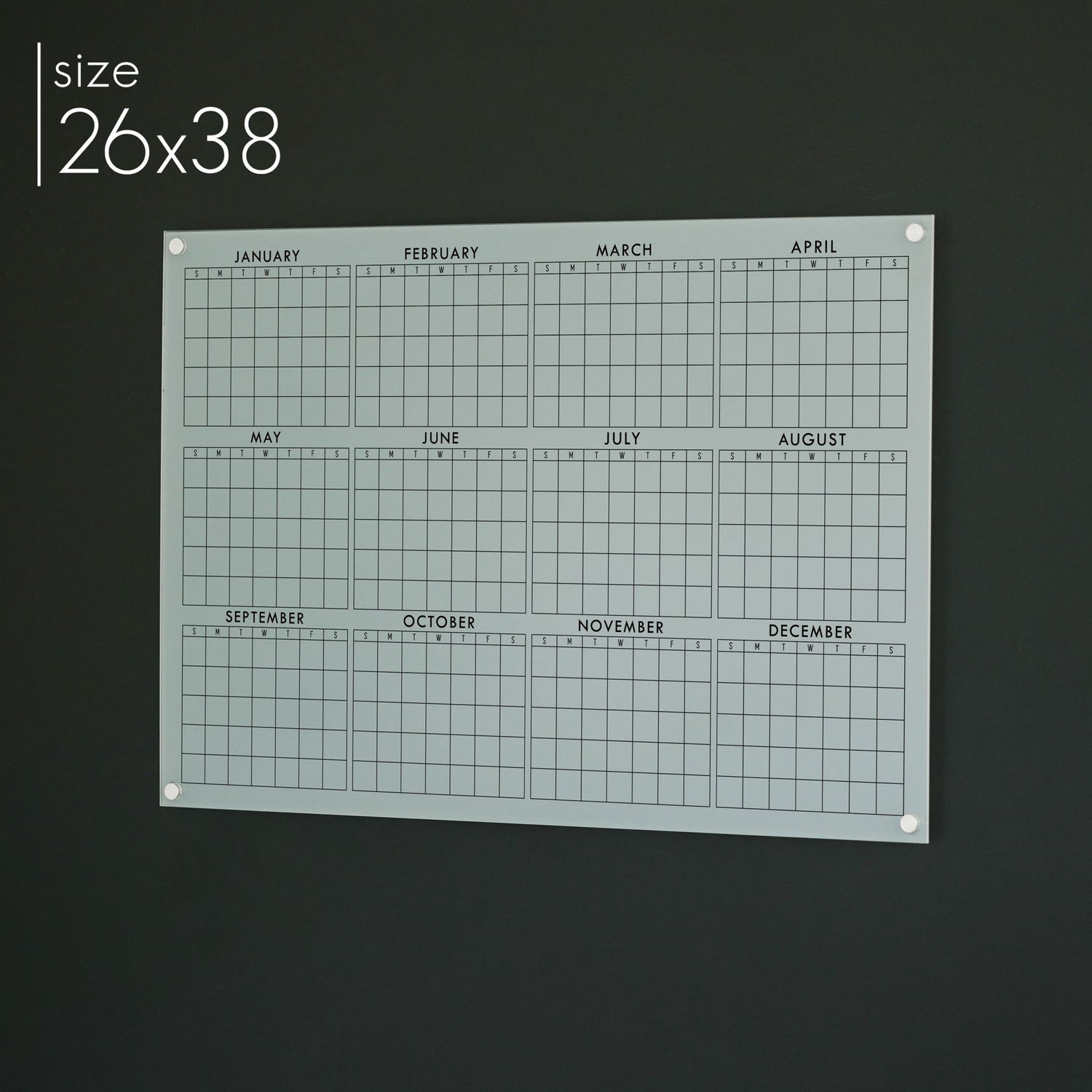 Frosted Acrylic Yearly Calendar | Horizontal Multi-style