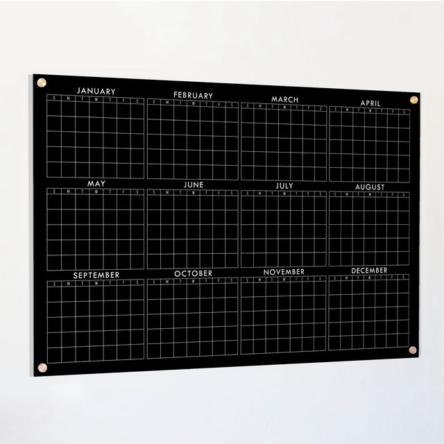 Black Acrylic Yearly Calendar | Horizontal Multi-Style