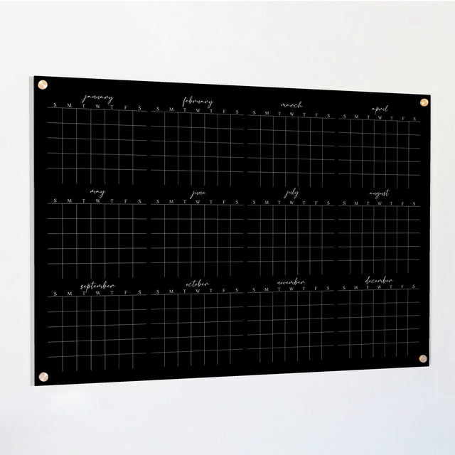 Black Acrylic Yearly Calendar | Horizontal Pennington