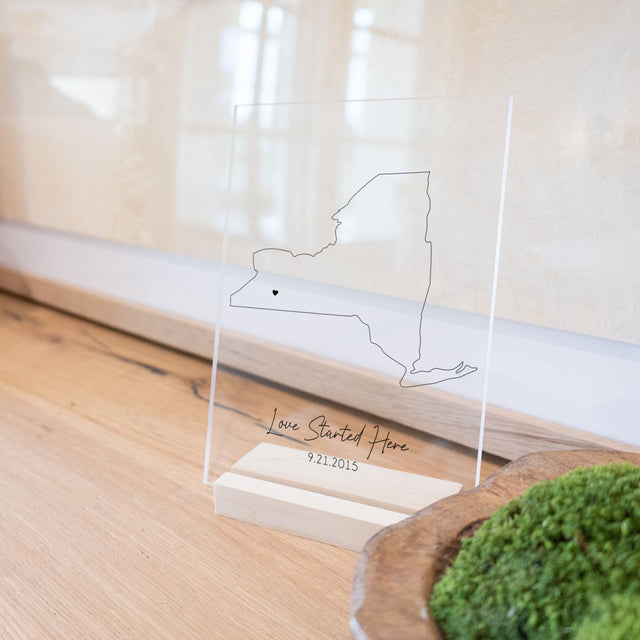 Custom New York State Map Decor Gift