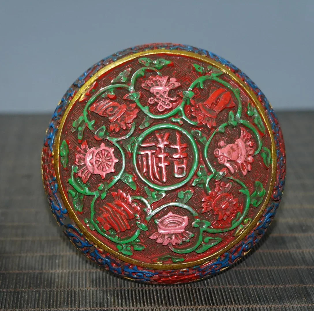 Handmade Painted Lacquerware Flower Box – Vintage-Inspired Chinese Storage