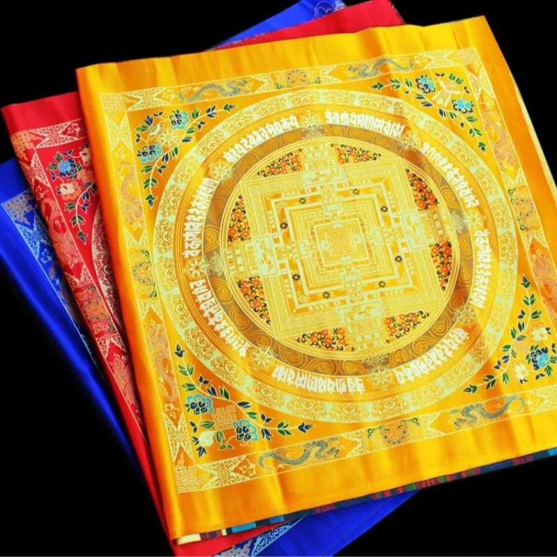 72CM Tibetan Ethnic Style Embroidered Brocade Tablecloth Household Indoor Buddhist Hall Offering Ornaments Religious Article