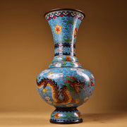 12" Bronze Cloisonné Dragon & Phoenix Vase – Asian Home Decor Wealth Ornament