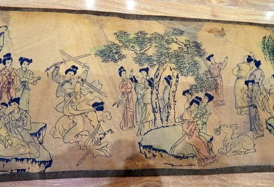 Chinese Silk Paper Long Scroll – “100 Beautiful Women” Traditional Wall Art