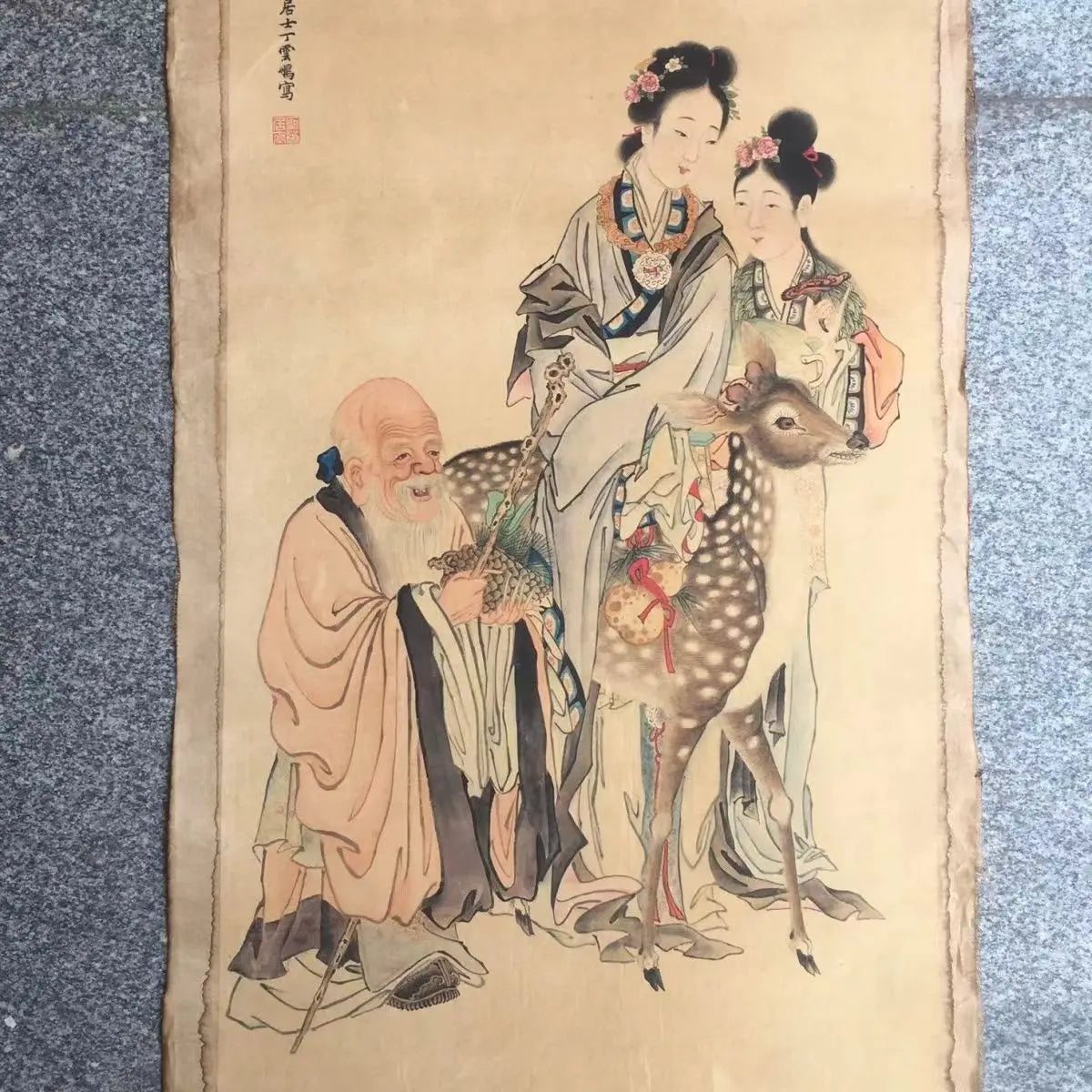 Vintage Chinese Scroll After Ding Yunpeng – Rice Paper Figure Painting