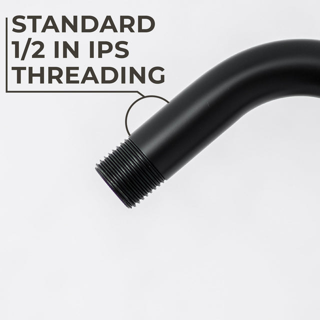 10.5 in. S-Shaped Stainless Steel Shower Head Extension Arm (Black Finish)