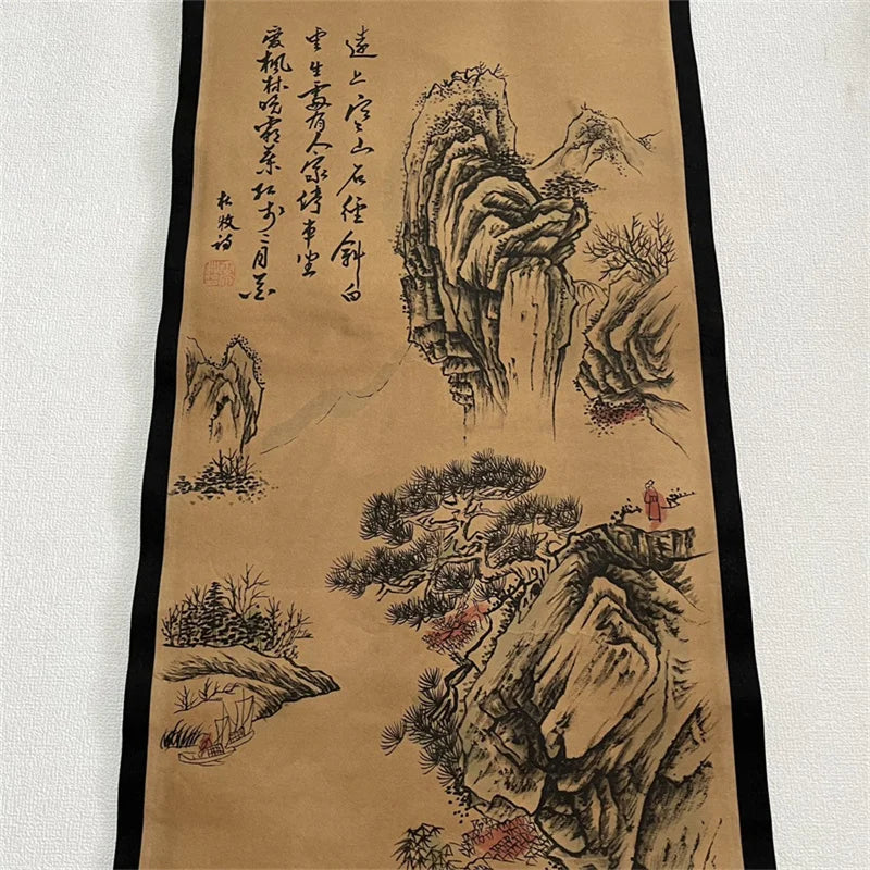 Chinese Ancient Paper Calligraphy Paintings Scrolls, Poems Famous Calligraphy landscape artists Four Map Art Decorative