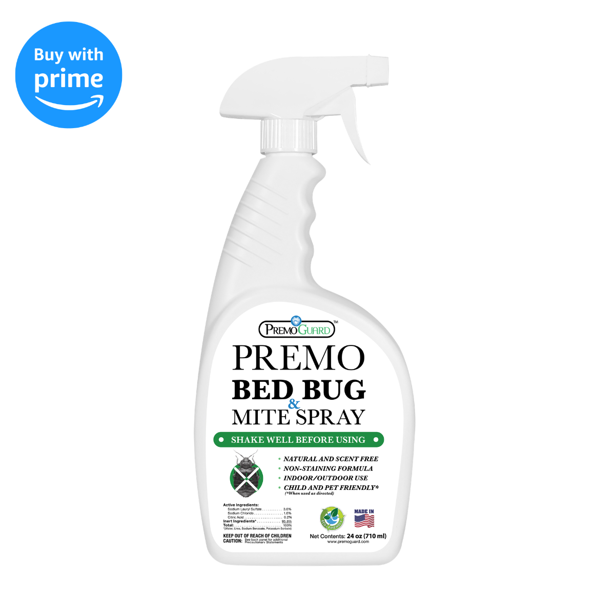 Bed Bug & Mite Killer - All Natural Non-Toxic - By Premo Guard