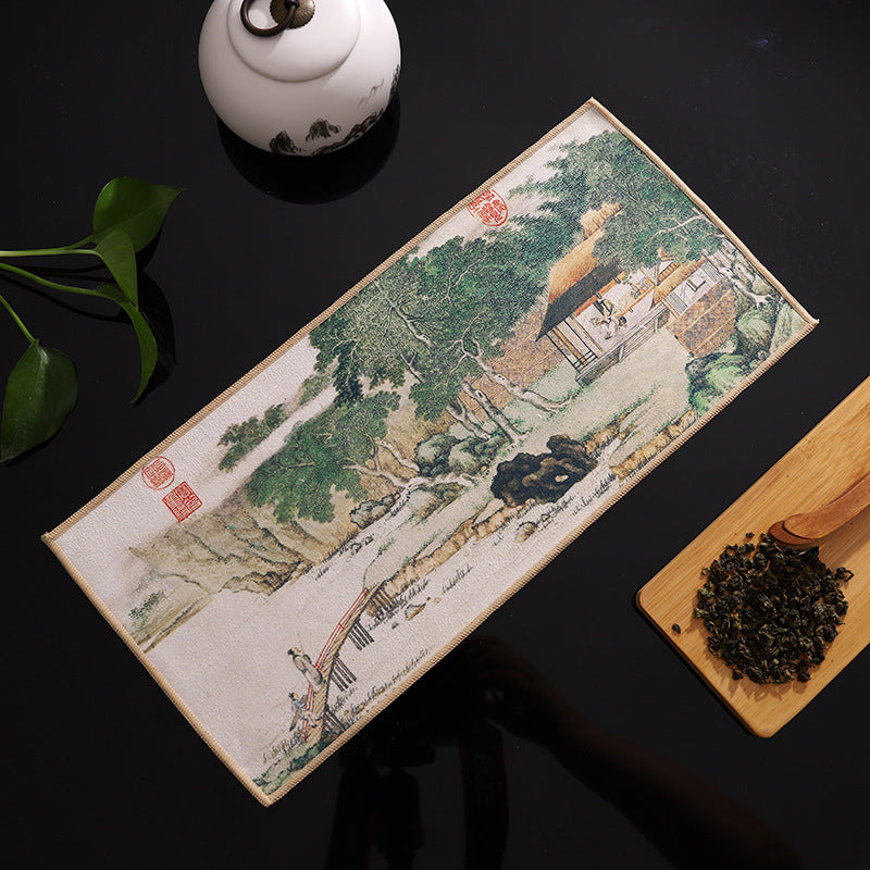 Deerskin Chinese Velvet Painted Zen Absorbent Tea Towel Cloth