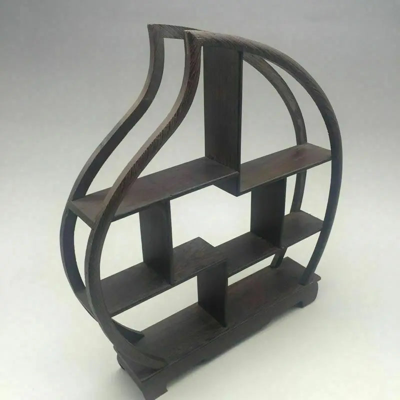 Wood‑Carved Peach Stand for Snuff Bottles & Statues – Asian Home Decor