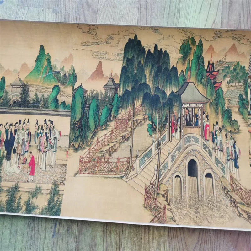 Vintage Chinese Long Scroll – Sun Wen’s “Dream of the Red Chamber” Paper Painting