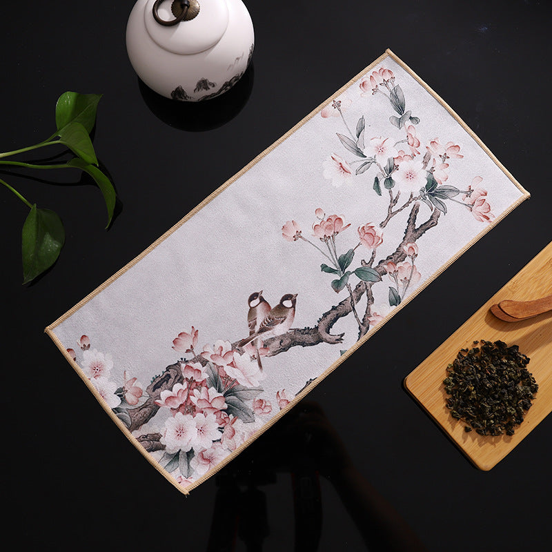 Deerskin Chinese Velvet Painted Zen Absorbent Tea Towel Cloth