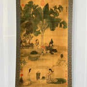 Vintage Chinese Long Scroll – Hand-Painted “Laundry Diagram” Paper Painting