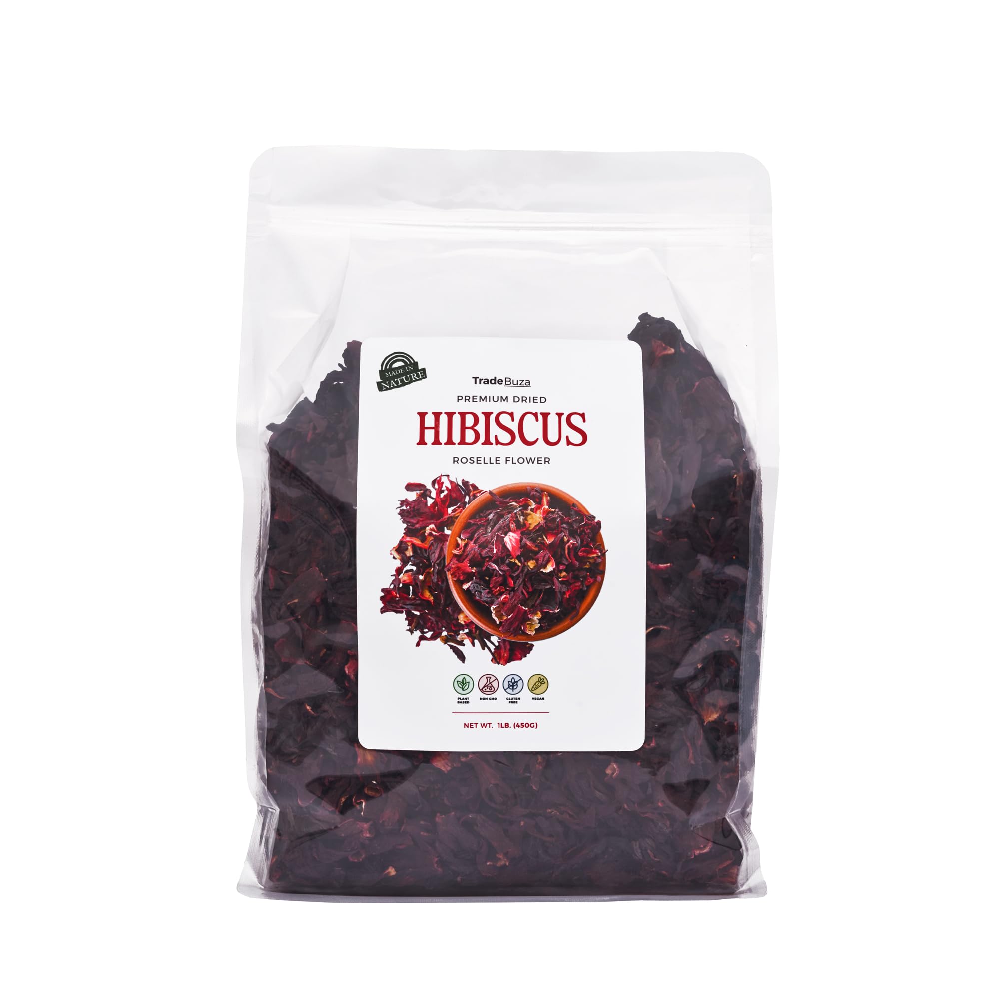 1lb Dried Hibiscus Flowers (16oz) – All Natural Roselle | Triple Cleaned, Sun-Dried Whole Petals | Flor de Jamaica | Great for Tea, Agua Fresca & Cocktails