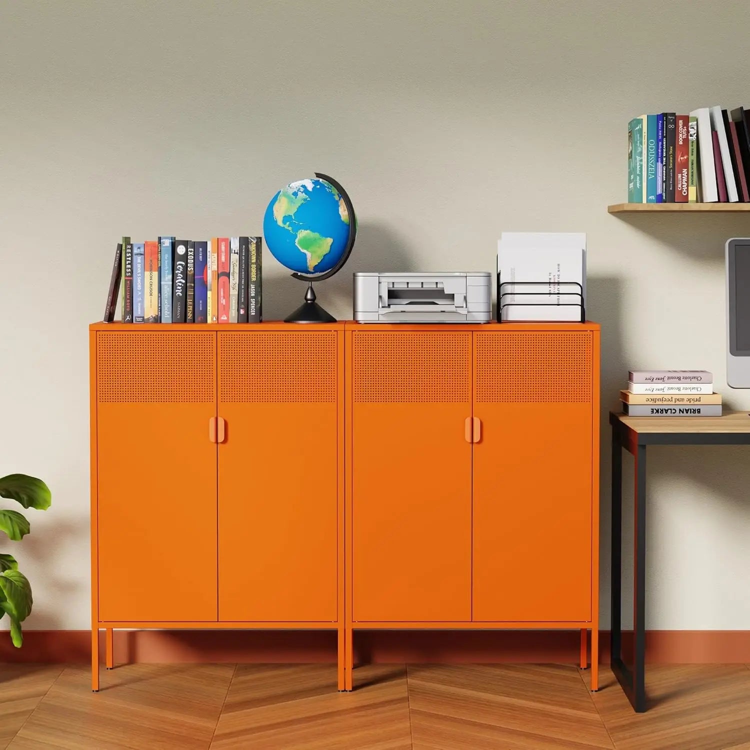 3-Tier Metal Storage Cabinet with 2 Doors & Adjustable Shelves – Locker-Style Organizer for Home, Office, Entryway