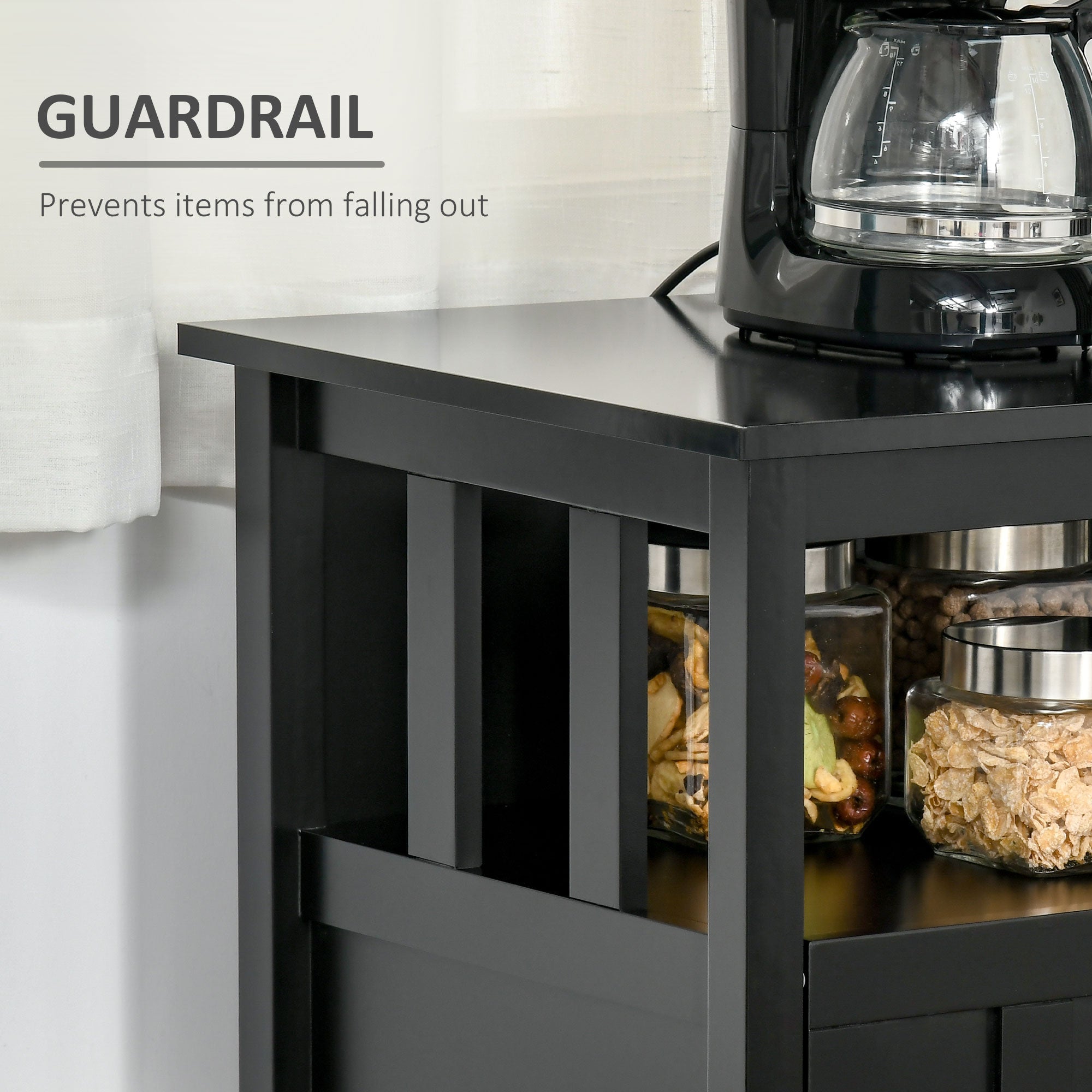 Black Sideboard Buffet Cabinet with 2 Doors and Adjustable Shelves