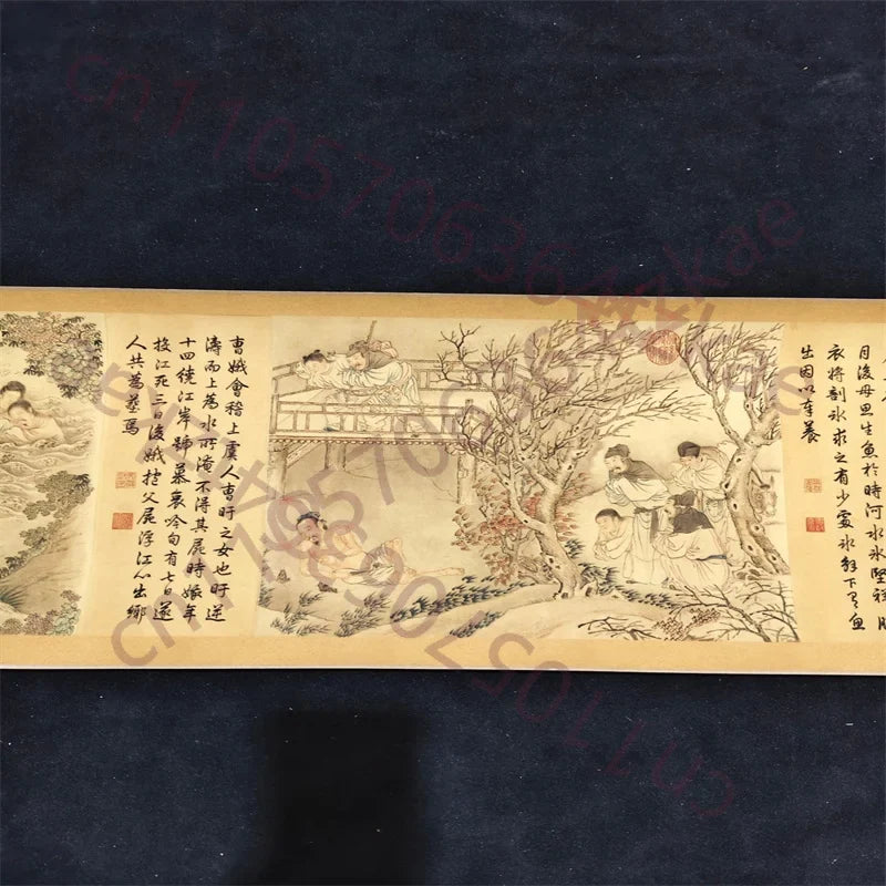 Ding Guanpeng “Four Filial Piety” Long Scroll – Traditional Chinese Painting (294×38.4cm)