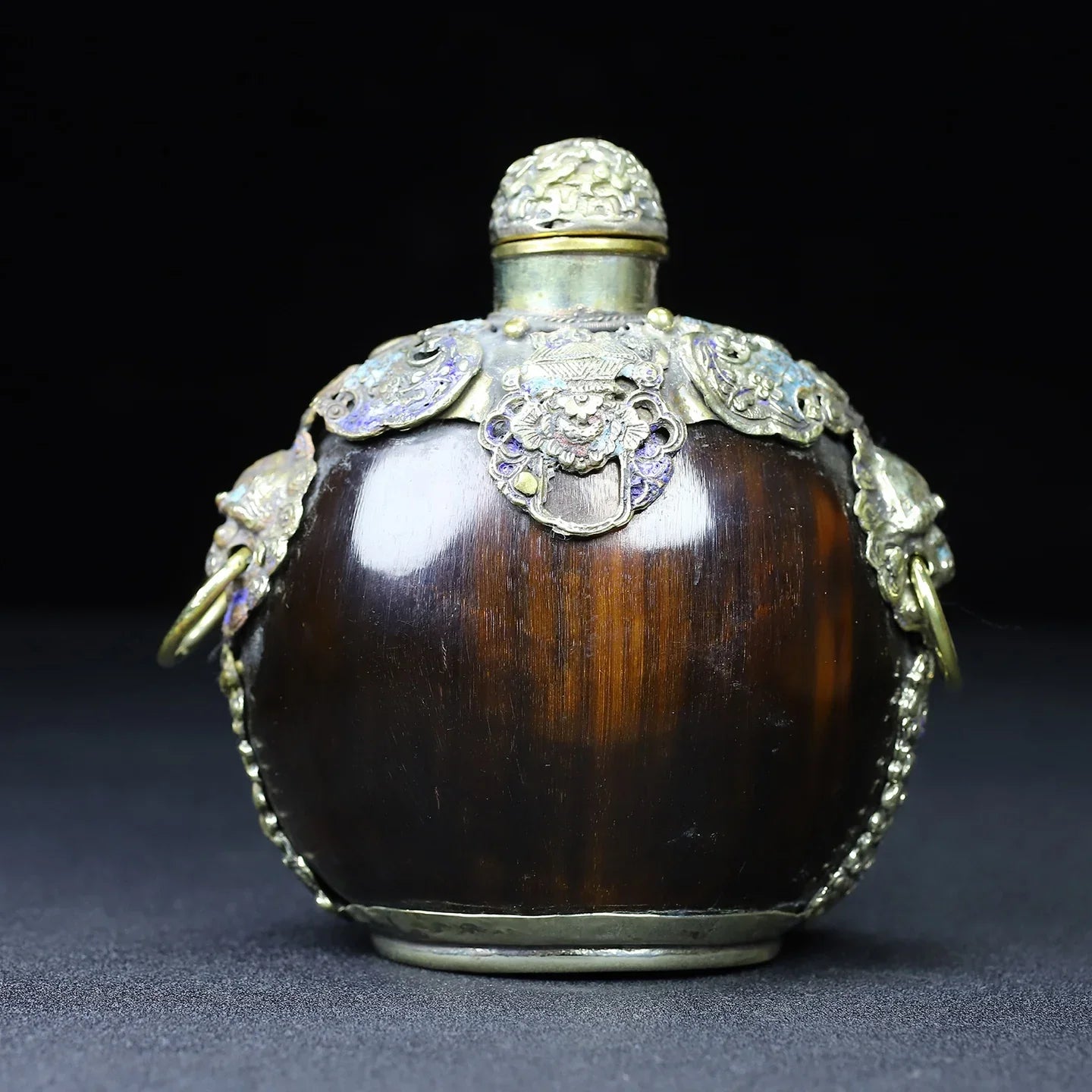 Cloisonné Tiger Head Snuff Bottle with Hanging Ring – Asian Decor