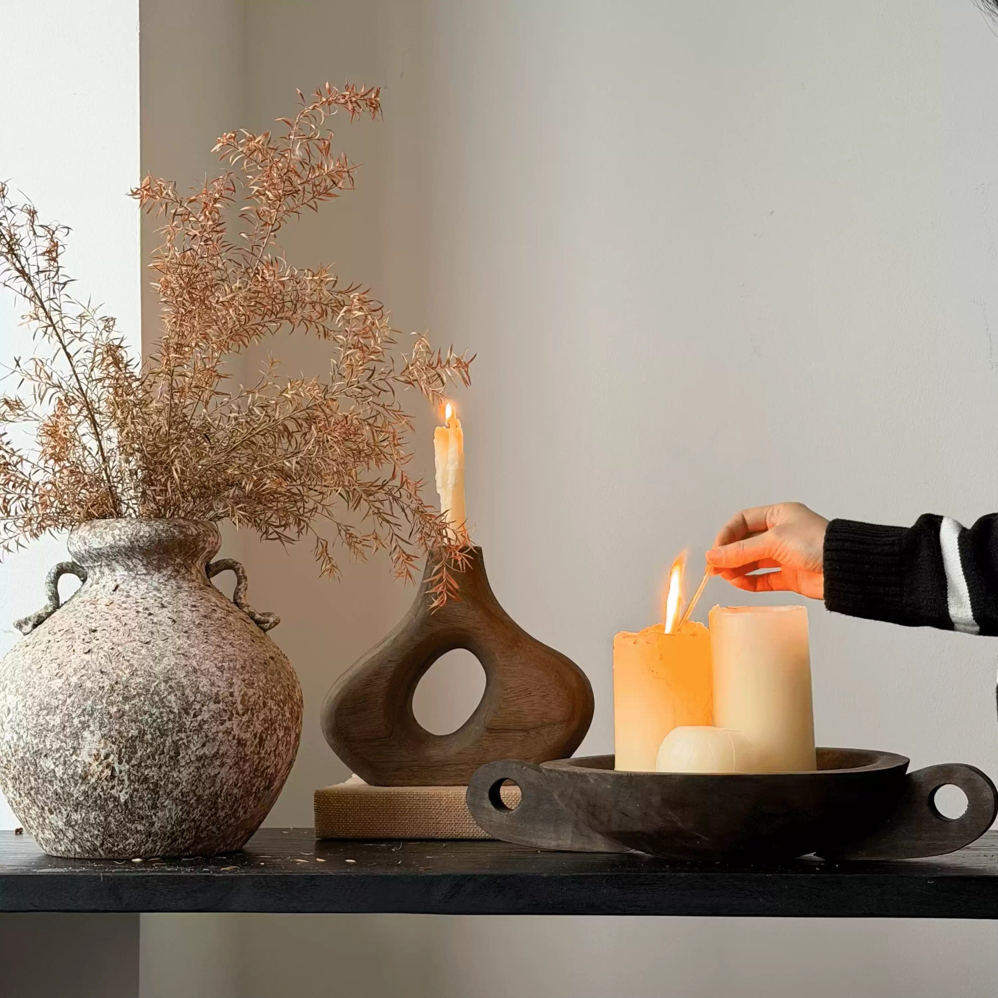 Wabi-sabi-style Round Wooden Aromatherapy Tray